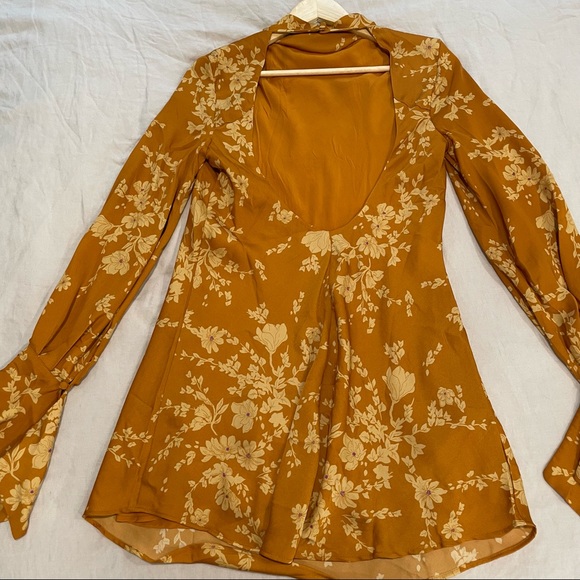 SOLD Free People Aries Long Sleeve Backless Printed Mini Dress - Picture 6 of 6